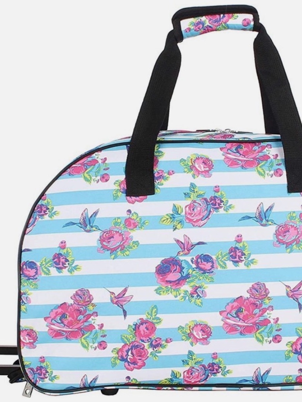 Betsy Johnson Stripe floral Wheeled WeekenderTravel Bag